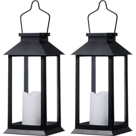 2 lampes solaires extérieures jardin – Lanternes solaires avec bougies LED sans flamme – Idéales pour marche d'entrée, seuil de porte ou escalier