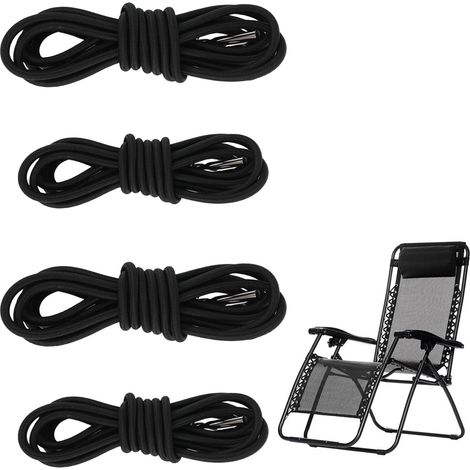 Set of 4 Replacement Elastic Laces for Reclining Chairs, Recliner Chairs and Folding Chairs - Universal Ropes for Zero Gravity Chair, 2 Long (2.3 m) and 2 Short (1.45 m), Ins (1/5)