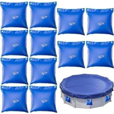 Lot de 12 sacs à eau de piscine - Poids d'eau carré,Petit sac à eau épais en PVC,Pour couverture de piscine,Pour lester les bâches de piscine (1/4)