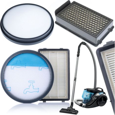 Set Filtres Aspirateur – 2x HEPA + 2x Mousse Lavable Filtration 99,95% Poussières compatible avec aspirateur Rowenta RO371–RO379, TW371–TW379