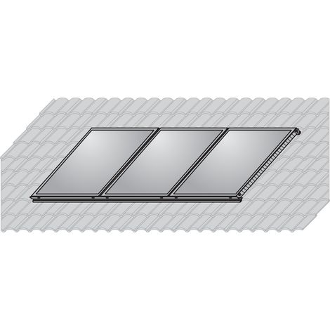 Wolf Aufdach-Montageset Alu plus Falz-Ziegel für 3 Kollektoren F3-1/CFK-1 Hochformat, bestehend aus Schienen, Haken