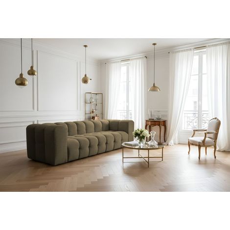 Sofa Designersofa SOLVIE 4-Sitzer in Stoff Moly Moosgrün (1/4)