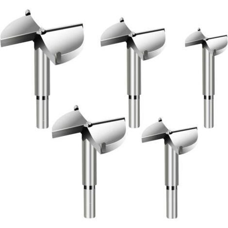 FENOPLASTICA5 punte da trapano Forstner per legno, diametro 35/40/45/50/60 mm, fresa in metallo duro per la sagomatura di fori nella lavorazione del legno, installazione di porte sferiche in legno, ca (1/4)