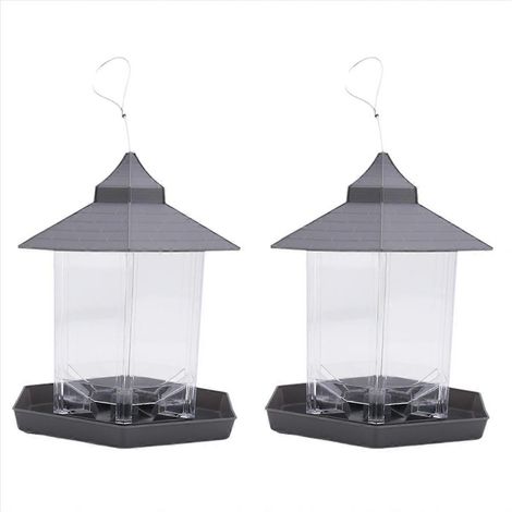 Lot de 2 mangeoires à oiseaux suspendues pour l'extérieur, motif pagode rétro (1/5)