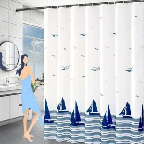 [JAMAIS UTILISÉ] 120x200- Anti Moisissure Rideau de Douche Ourlet Lesté, Imperméable Rideaux de Douche Lavable, Océan Rideaux Douche Tissu Polyester avec Crochets pour Baignoire Cabine de Douche (1/4)