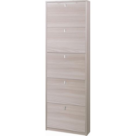 Zapatero fino cinco puertas Olmo claro 63x18x h190 cm