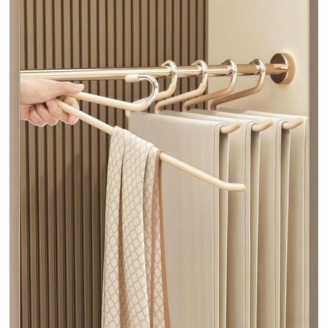 Lot de 10 cintres à pantalons en forme d'oie - Antidérapants et antitaches - Accessoire de rangement pour pantalons - Acier... (1/5)