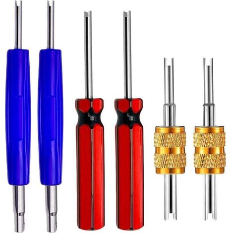 Ensemble de 6 outils de retrait de tige de valve, adaptés aux outils de retrait d'obus de valve Schrader pour les réfrigérants CVC R134/R12.