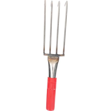 Râteau à Main en Acier Inoxydable à 4 Dents pour Fouille de Coquillages sur Plage 32 Cm, Outil Manuel Ergonomique de Jardinage et Décompacteur de Sol Polyvalent