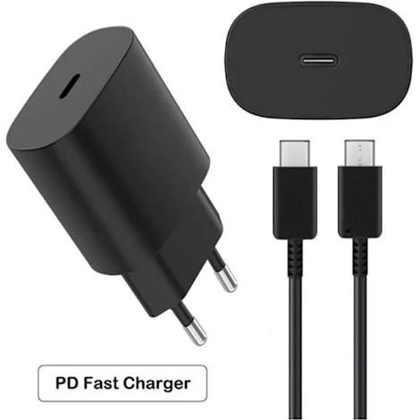Chargeur rapide Samsung 25 W avec câble USB-C de 2 m, adaptateur de charge ultra-rapide pour Galaxy S24, S23 et S22 Ultra, prise secteur idéale pour les voyages (1/5)