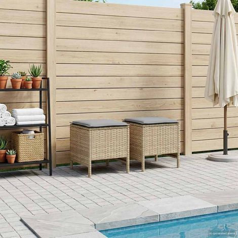 vidaXL Pouf de Jardin 2 Pièce Beige et Gris clair 38 x 38 x 45 cm