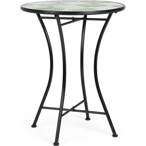 Tavolo "Loire" con struttura in acciaio, piano in ceramica, per arredo interno ed esterno -120 x h 75 cm