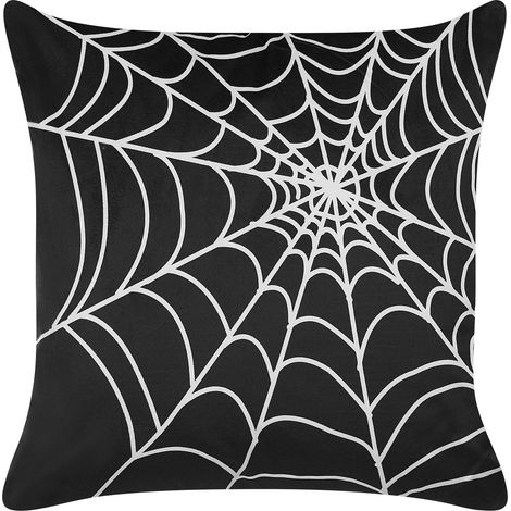 Dekokissen LYCORIS Samtstoff 45 x 45 cm Schwarz Abstraktes Muster