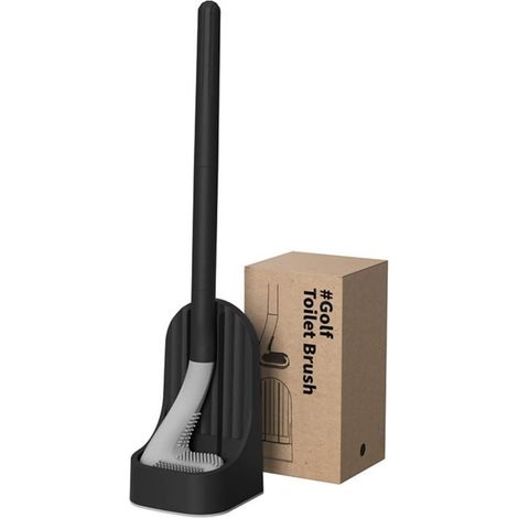 Brosse de Toilette en Silicone désign Club de Golf tête Poils TPR Flexibles, Séchage Rapide, Nettoyage WC 360º Comprend Porte-Brosse WC Anti-Gou (1/5)