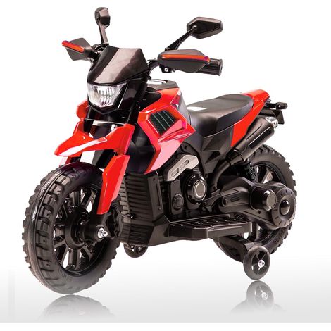 Moto Electrique Enfant 6V, 3 à 6 Ans sans Télécommande Batterie 6V4Ah Phares Musique Klaxon Moto électrique Stable, Dimensions 85 x 58 x 42 cm Rouge (1/5)