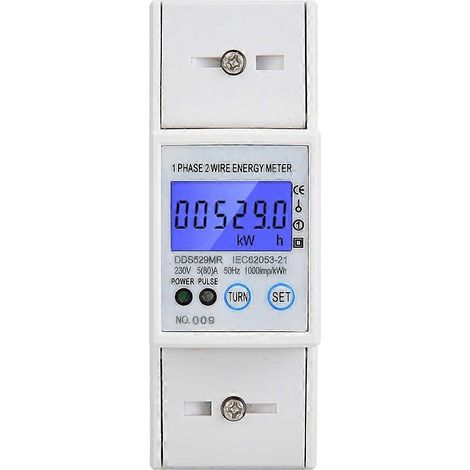 Compteur d'électricité monophasé DDS529MR avec affichage numérique LCD, 230 V, bipolaire, montage sur rail DIN, avec système RS