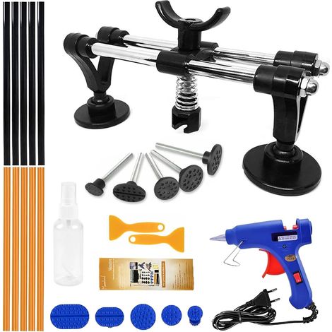 Kit de réparation de bosses de voiture - Kit DIY Repair Puller avec extracteur de pont - 25 pièces - Outil de débosselage sans peinture pour voiture
