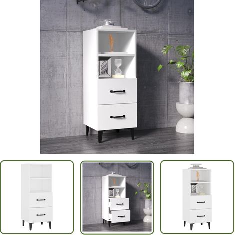 The Living Store Sideboard Weiß 34,5x34x90 cm Holzwerkstoff - Schreibtisch - Wohnzimmer Deko - Regal - Sideboard - Holzmöbel (1/5)
