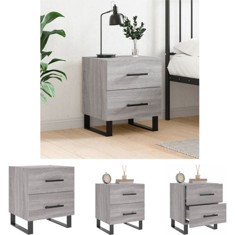 Nachttisch Sonoma - vidaXL Nachttisch Grau Sonoma 40x35x47,5 cm Holzwerkstoff - Nachttisch Grau (1/5)