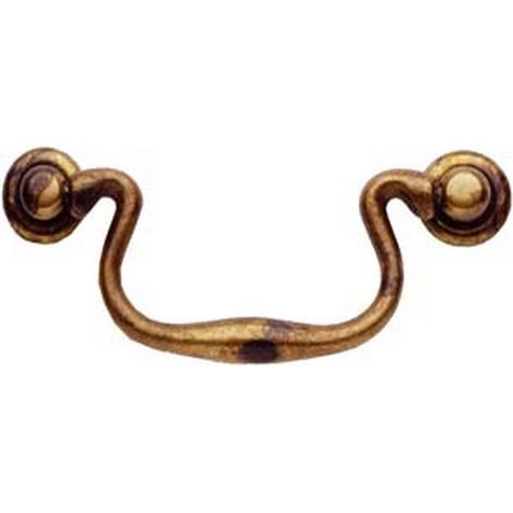 5PZ MANIGLIE PER MOBILI SNODATE MOD.03019 IN OTTONE ANTICATO - MM.115X49H. - INTERFORI MM.96