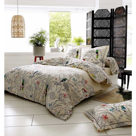 Housse de couette faune et flore Ecru 200x200 cm