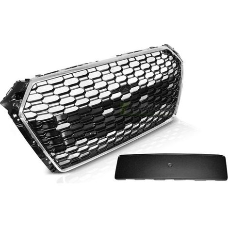 Calandre Avant pour Audi A4 B9 de 2015 a 2019 Look Sport Noir et Chrome-31777685 (1/5)