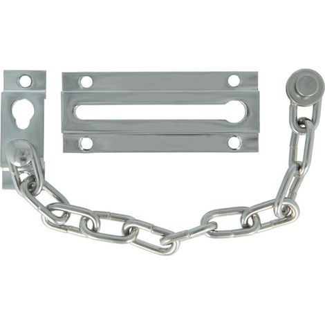 Entrebâilleur De Porte - Chaîne De Sécurité - Laiton Chromé Et Acier - 180 Mm - 3,5 Mm D'épaisseur - 1 Pièce (1/5)
