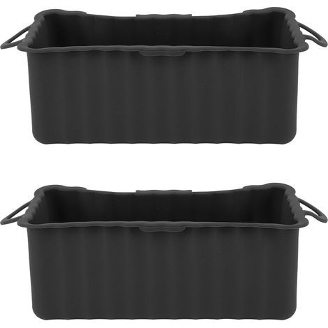 Silicone grease drip tray, 2 pieces, for Blackstone griddle, reusable rectangular collector, cup liner, black camping grill (1/5)