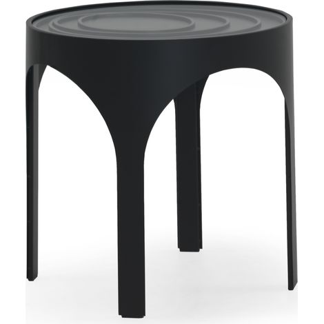 Table basse en métal noir avec plateau en verre (1/5)