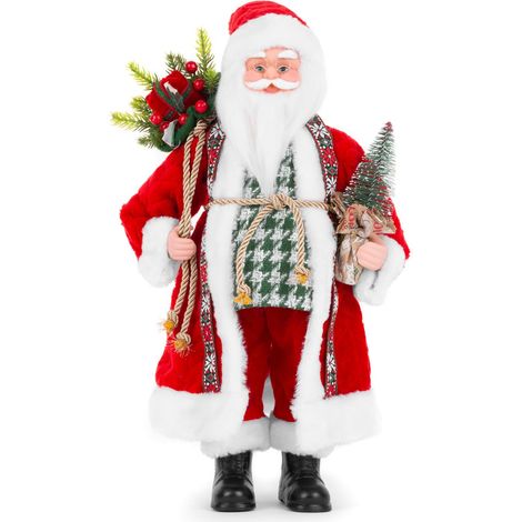 Dekoration MagicHome Weihnachten, Santa mit Geschenktasche und Baum, Keramik, 46 cm (1/2)