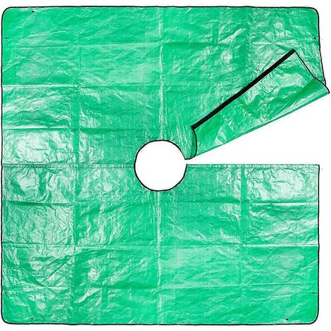 Bâche de jardinage 200 x 200 cm avec ouverture de 30 cm, imperméable, pour l'élagage des arbres, avec boucles d'angle. (1/5)