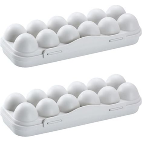 Set mit 2 Eierkartons mit Deckel, 12 stapelbare Fächer für den Kühlschrank, aus Polypropylen, zur Aufbewahrung in der Küche (1/5)