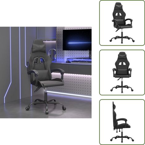 Sedia in similpelle - vidaXL Sedia da Gaming Girevole Nera in Similpelle - Sedia regolabile