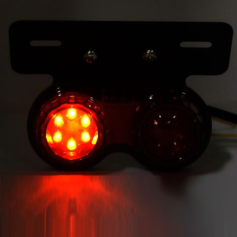 Feu Stop LED Moto 12V Rond, Feu Arrière Universel avec Lentille Fumée, Accessoire de Personnalisation pour Motocycle (1/5)
