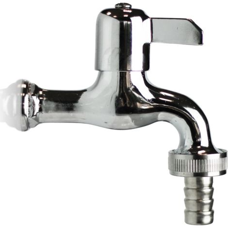rubinetto per fontana da giardino kam "r24/c" in ottone cromato, rosone non incluso