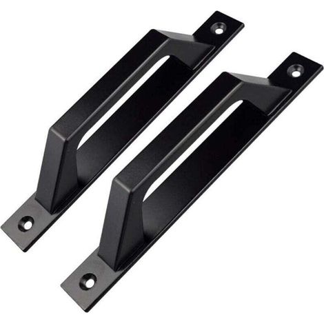 Maniglie a D per cancelli in legno – Set di 2 in acciaio nero opaco, 200 mm, facile installazione