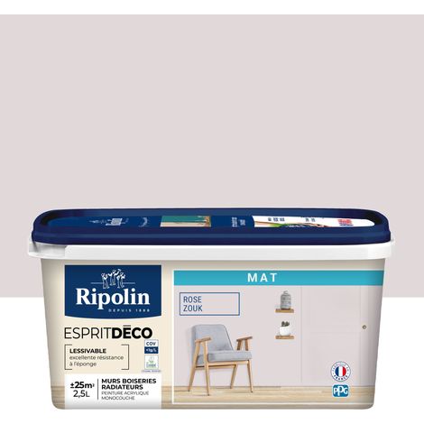 Peinture Murale Toutes Pièces - Mat - 2,5L - Rose Zouk - Ripolin (1/5)