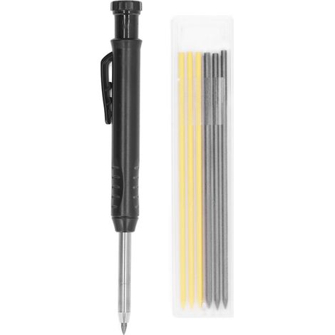 1 stylo marqueur pour le travail du bois, pointe en carbure de tungstène, diamètre 2,8 mm, noir, avec recharges incluses (1/5)