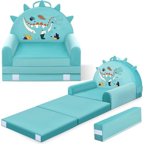 Canapé Enfant Dinosaure, 2-en-1 Chaise Pliante pour Enfants, 150cm canapé en Velours Cristal Doux pour Les Enfants en Bas âge pour la Chambre à Coucher, Le Salon (1/4)