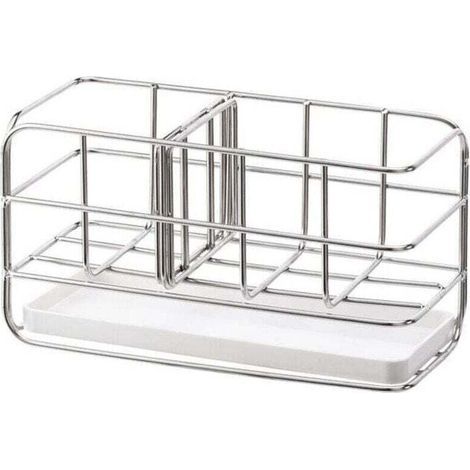 Porte-éponge en acier inoxydable 304, multifonctionnel pour évier de cuisine, organisateur d'évier, plateau égouttoir à vaisselle, porte-savon, panneau de suspension réglable (1/5)