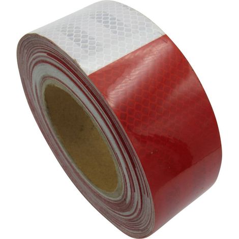 Hi Viz Reflective Tape Red & White (25M X 50MM Sticky Adhesive High Vis Warning) (1/5)
