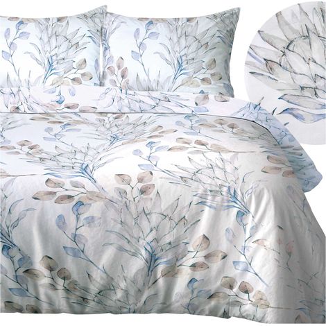 Baumwollbettwäsche 180x200 Satin BAUMWOLLE Wintermuster Eisblätter Blumen (1/5)