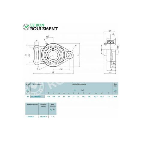 Palier fonte M-UCFA209-D1-NTN