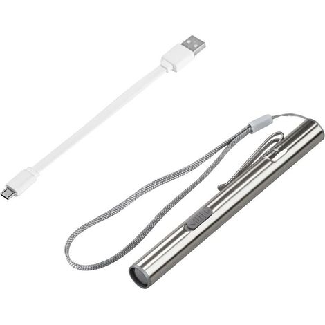 Mini lampe de poche portable à économie d'énergie, stylo médical pratique, rechargeable USB, LED, clip en acier inoxydable (lumière blanche, 1 pc) (1/5)