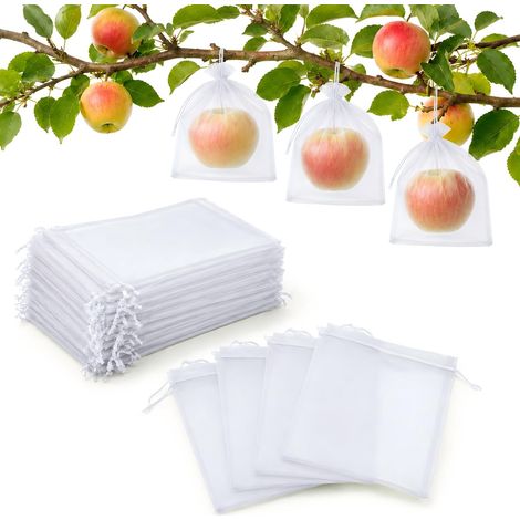 Sachets de protection pour fruits (50 pièces chacun), sachet en organza, 15 x 20 cm (blanc) (1/5)