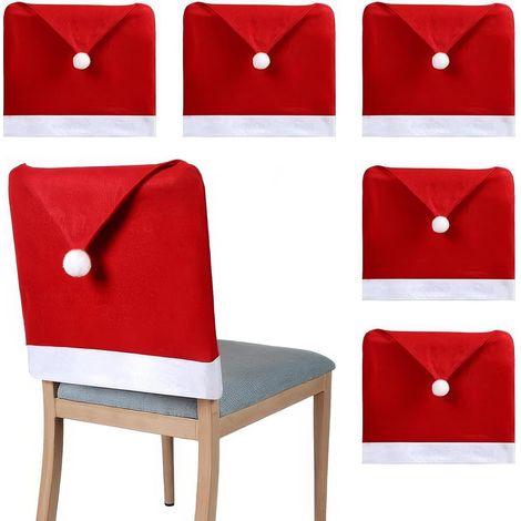 Ensemble de 6 housses de chaise de Noël, housses de chaise de Noël pour chaises, housses de chaise, chaise de Noël, housse de dos, décoration de Noël, intérieur, housses de chaise. (1/5)