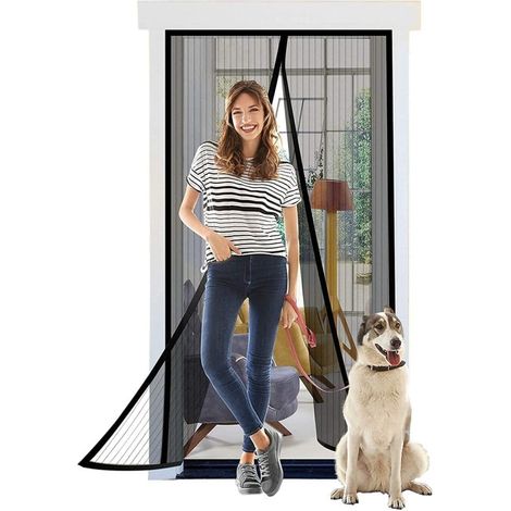 Porte magnétique pour moustiquaire 120x210 cm Noir (1/5)