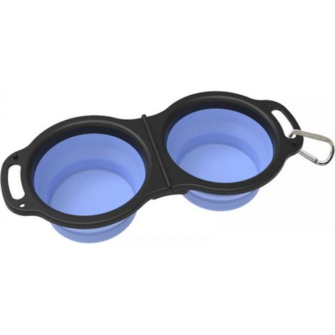 1pc Blue-Collapsible Dog Bowl, Large Expandable Portable Travel Dog Water Bowl, Foldable Bowl with Handle and Carabiner (1/4)