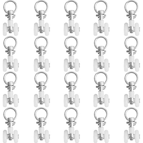 Lntyq 20pcs Rouleaux de Rail de Rideaux,Rouleaux de Rail,Rouleaux de Tringle à Rideaux GlissièRes,Poulie Silencieuse,Rail de Rideaux FenêTre Double Rail Rouleau,pour Rails de Rideau de Windows (1/4)