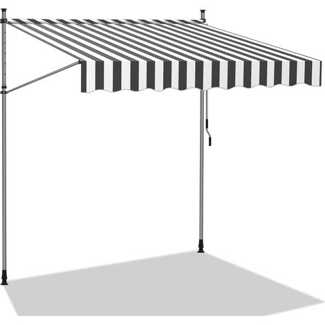Hengda Tenda da balcone manuale re-stretching tenda da balcone manovella UV-proof bianco grigio 4m (1/5)